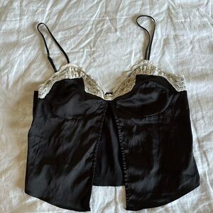 Black lace detail Top